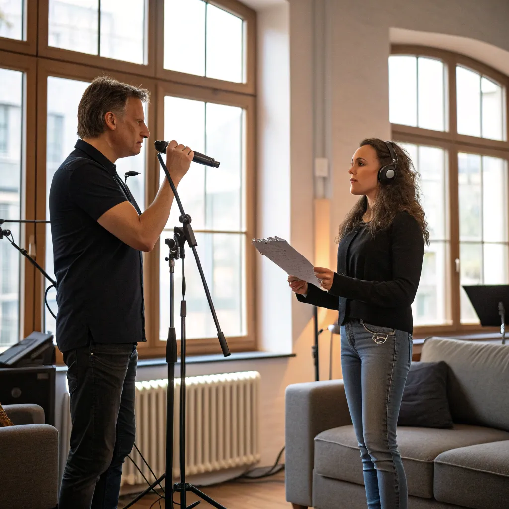 Vocal training session with coach